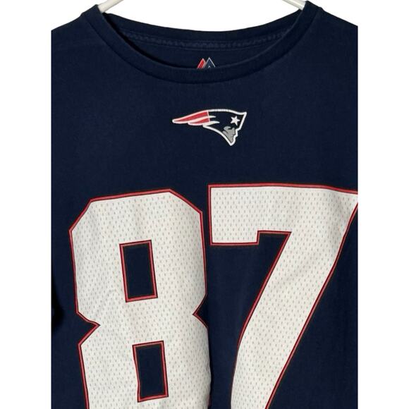 Gronkowski NFL Cotton Shirt Mens Size Large Blue New England Patriots Pullover - Picture 3 of 8